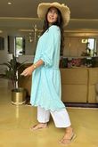 Made in Italy Rumours Broderie Smock Tunic Aqua